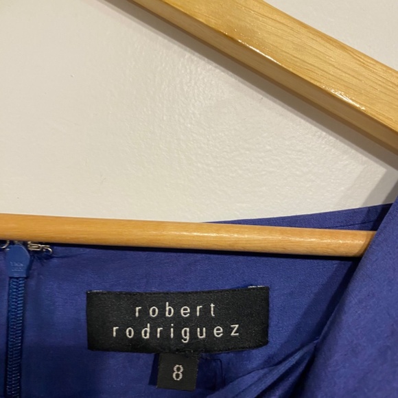 Robert Rodriguez Blue Silk Blend Ruffle Shift Mini Cocktail Dress Size 8 - Picture 3 of 4